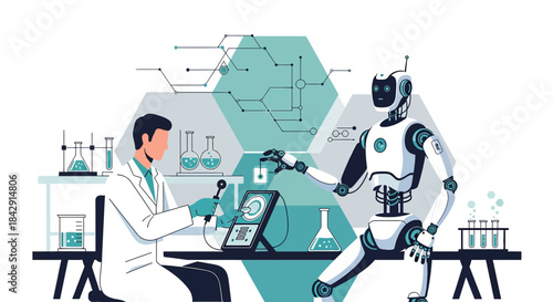 Innovative collaboration: human scientist and robot working together in a laboratory setting
