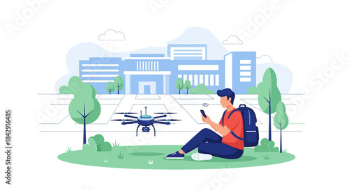 Modern campus exploration using drone technology combined with mobile connectivity for student