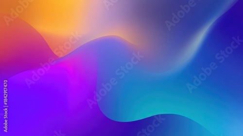 A vibrant and colorful abstract background featuring flowing waves of purple, blue, and orange, creating a visually stunning and creative design.