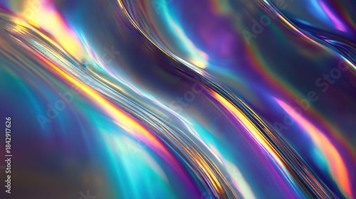 This image features vibrant, colorful waves with smooth gradients and reflections, creating a captivating visual experience.