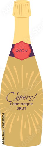 Brut bottle. Champagne color icon. Celebration symbol