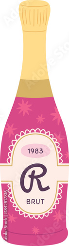 Sparkling wine bottle. Vintage holiday party drink