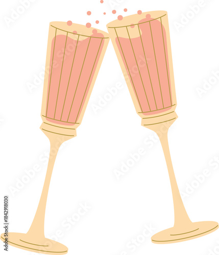 Cheers icon. Clinking champagne glasses. Party drink