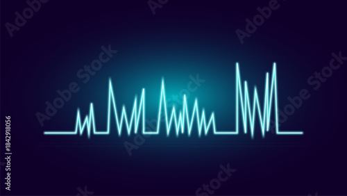 Glowing neon sound wave on dark background Vector