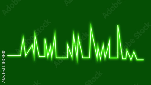 Green neon sound wave on dark background Vector