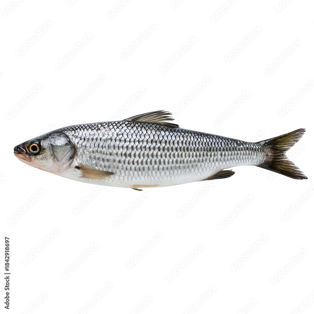 Obraz premium Fresh fish on a white isolated background, showcasing its natural colors and details.