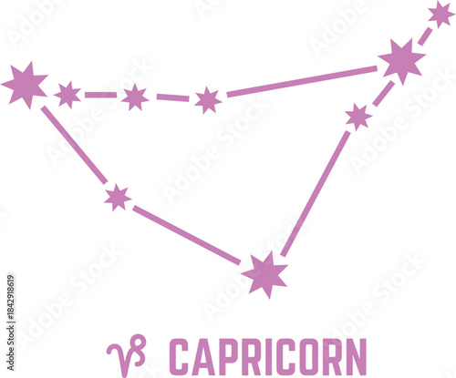 Capricorn celestial symbol. Fantasy star constellation symbol