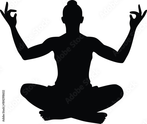 Meditation Hands Up Silhouette Vector Transparent Background