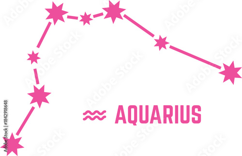 Aquarius spiritual symbol. Night sky star constellation