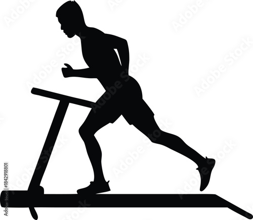 Treadmill Running Silhouette Vector Transparent Background