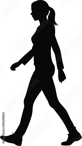 Walking Woman Silhouette Vector Illustration Transparent Background