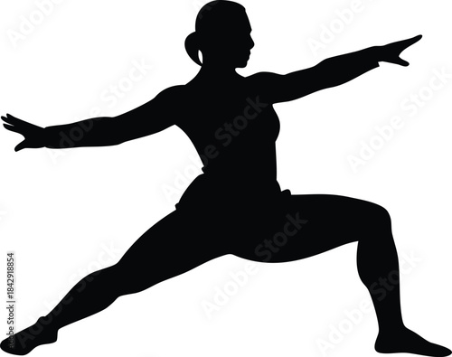 Warrior Pose Silhouette Vector Illustration Transparent Background