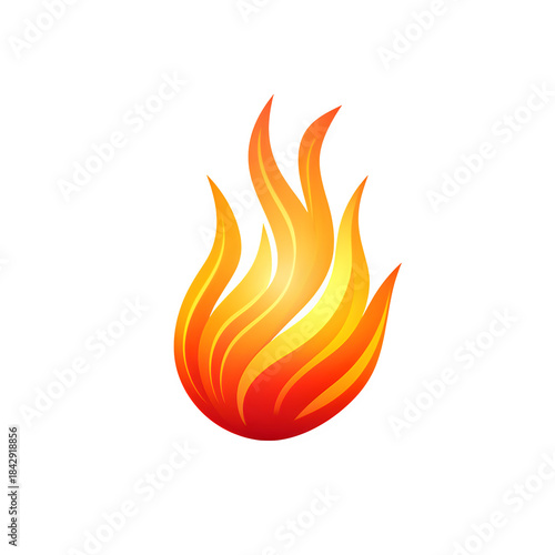 Simple flame icon with gradient orange-yellow glow, energy/fire overlay, Isolated to Transparent Background