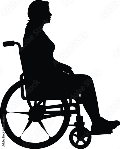 Wheelchair User Silhouette Vector Illustration Transparent Background