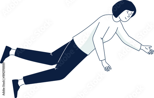 Floating woman in air. Happy person flying in dream