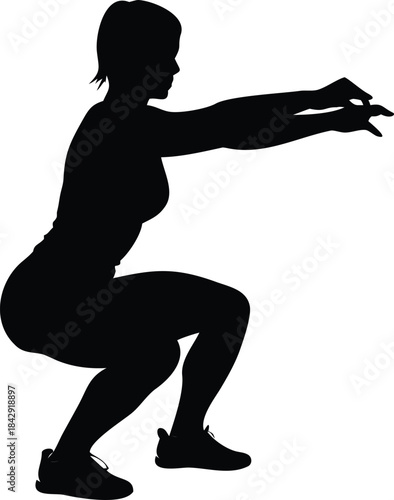 Workout Squat Silhouette Vector Illustration Transparent Background