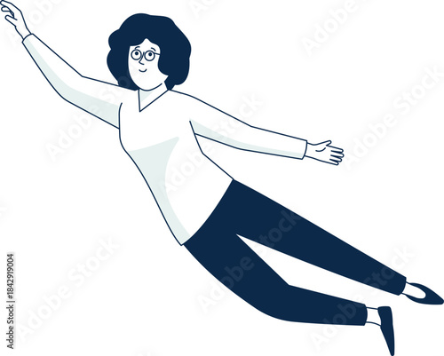 Dream flight icon. Sleeping woman falling in air