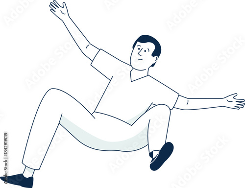 Man falling down on floor. Accident flat icon