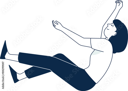Falldown icon. Woman falling in air. Dream float
