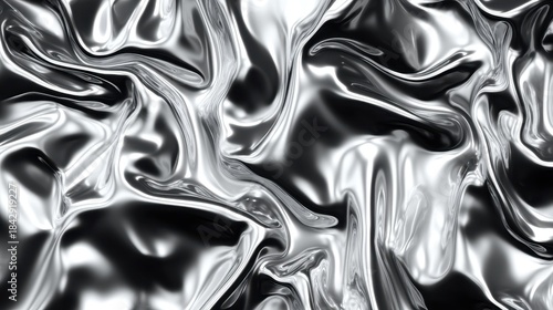 This image showcases a smooth, flowing abstract design in shades of silver, with a blend of light and dark areas creating depth.
