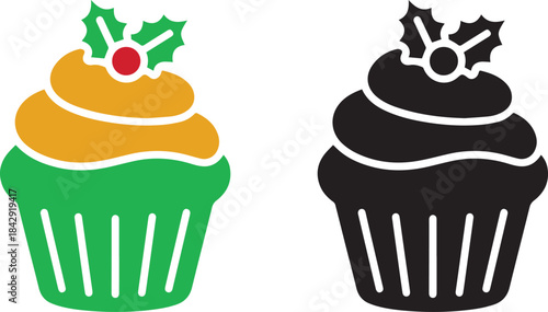 Christmas cupcake icon
