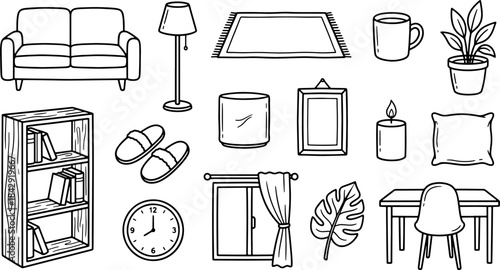 set of household and kitchen tool icons in black silhouette vector design