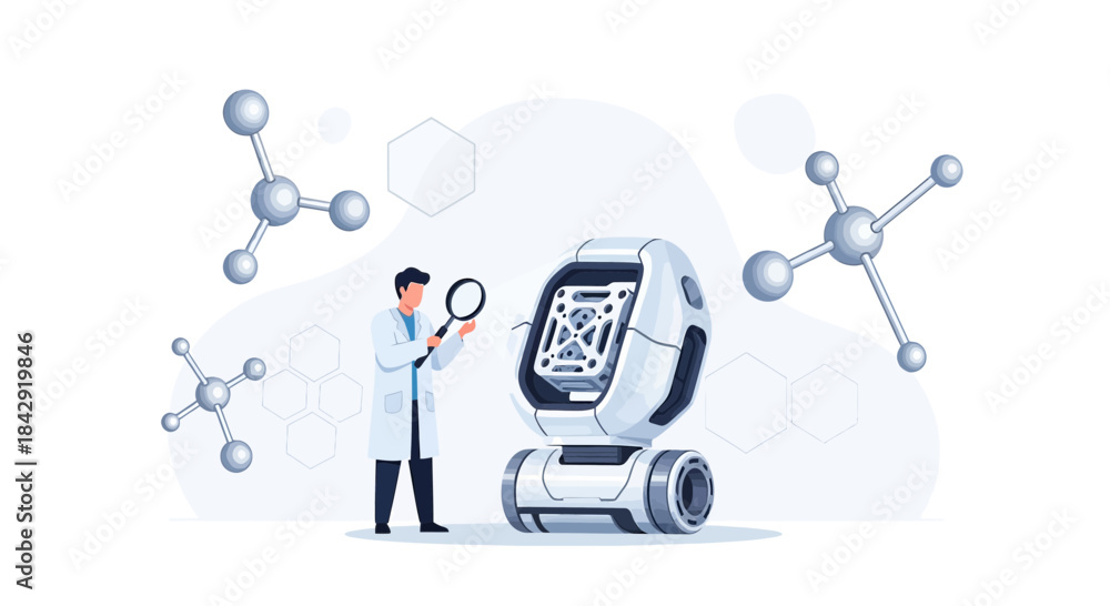 Naklejka premium Future innovations with robotic exploration and scientific analysis for medical breakthroughs and