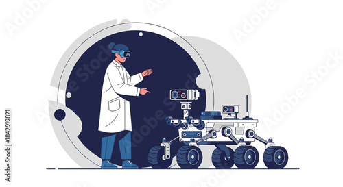 Future explorations: A scientist utilizes augmented reality for rover control and space research