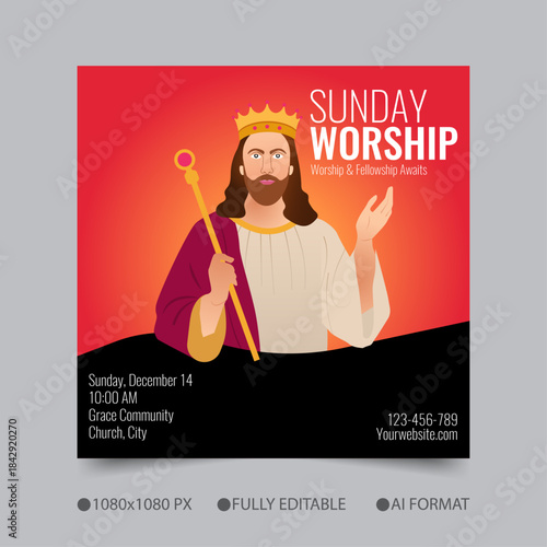 Sunday Worship Church Service Banner Design