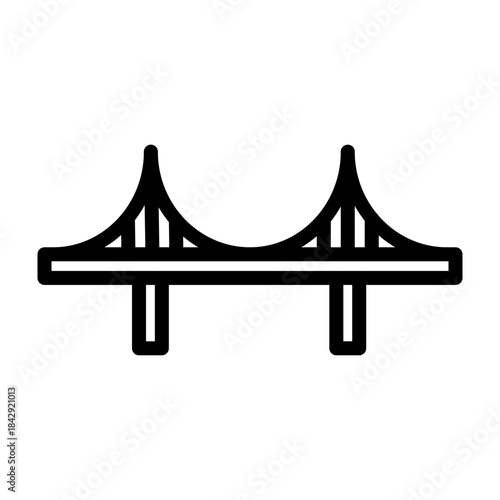 Suspension Bridge Vector Line Icon Design