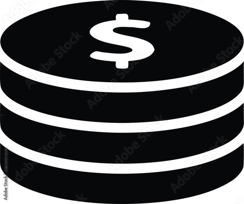 Coin Stack Silhouette Vector Transparent Background