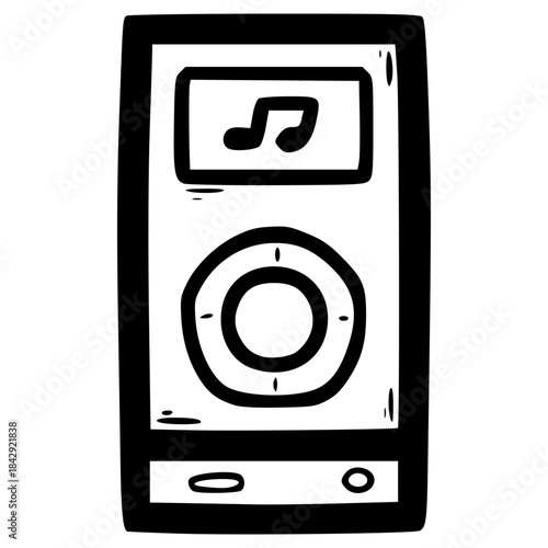 doodle MP3 player illustration hand drawn outline vector