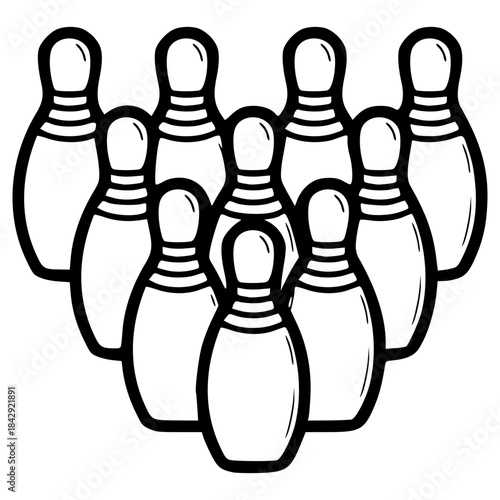 doodle bowling pins illustration hand drawn outline vector