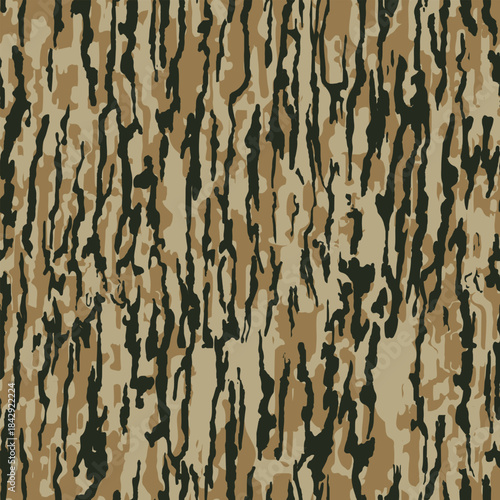 Tree bark hunting camouflage background. Mossy oak hunting camouflage seamless. Digital camouflage