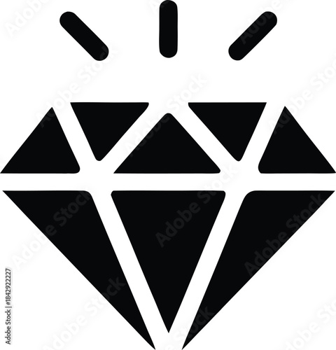 Diamond Gem Silhouette Vector Transparent Background