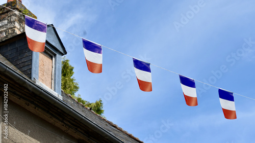 String of French Flag Pennants in Normandy