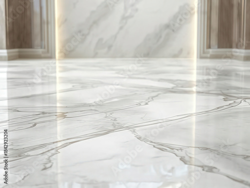 A white, abstract texture of a frozen, snow-covered wall in an empty, cold winter room