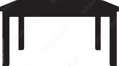 Minimalist furniture icon set featuring a black chair silhouette and table silhouette on a white background. Modern interior design symbols for web, mobile apps, and graphic UI elements.