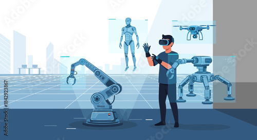 Futuristic virtual reality control of robotic arms and advanced technology integration