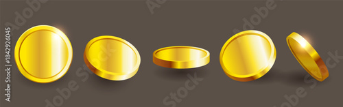 Golden coins set. Vector 3D illustration
