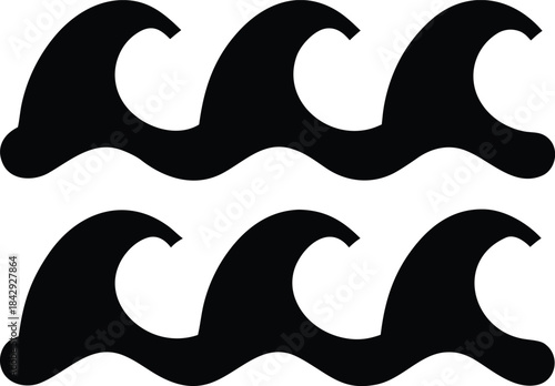 Water Wave Silhouette Vector Transparent Background