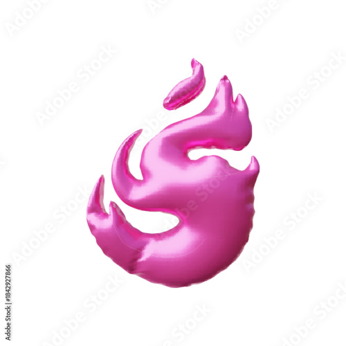 3d vector set of flame shape in the style of balloon with glossy surface
