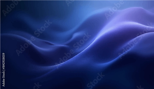 Abstract dark blue silk background with flowing light wave texture and soft satin pattern design