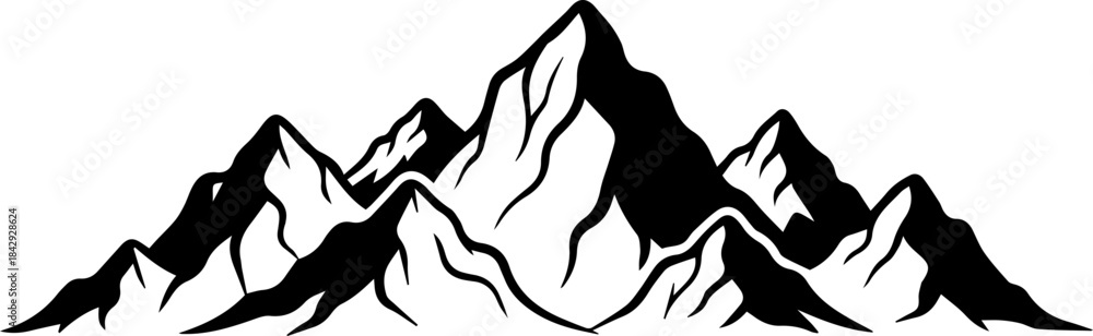 Obraz premium Stunning mountain range silhouette, perfect for outdoor adventure branding, nature-inspired logos, and travel company visuals with its striking, clean design