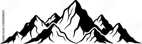 Stunning mountain range silhouette, perfect for outdoor adventure branding, nature-inspired logos, and travel company visuals with its striking, clean design