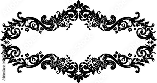 Elegant floral frame design with swirling botanical elements, perfect for wedding invitations, monograms, or decorative borders, original scalable vector graphic