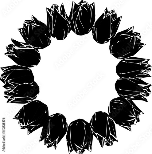 Elegant tulip blossom wreath for invitations and branding, stunning minimalist design with floral elements, timeless botanical circle frame for logos