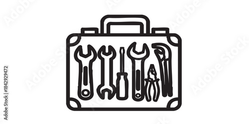 Toolbox suitcase solid icon, car repair concept. Vector graphics. Mechanician tools sign on white background, style icon mobile or web design.
