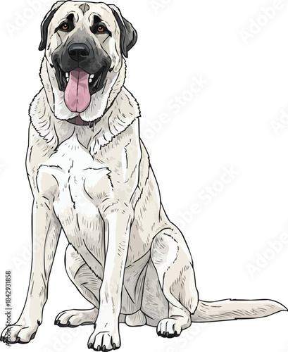 Kangal Shepherd Dog sitting happy panting smiling pose