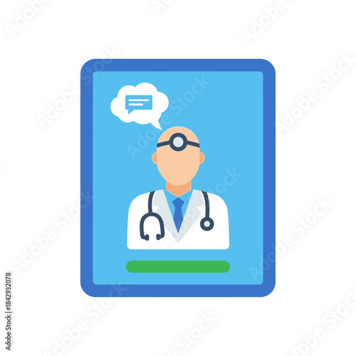 Online medical consultation app with doctor profile, telehealth and digital healthcare vector illustration